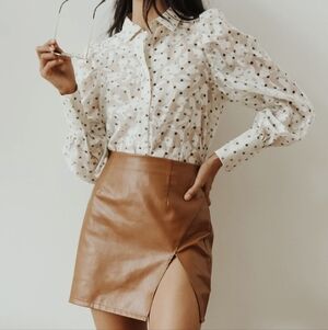 Lulus Brown Leather Skirt (M)